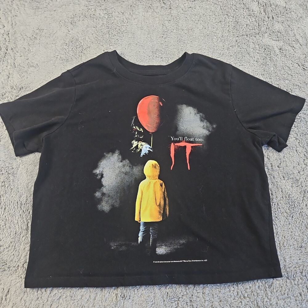 It "You'll Float Too" Horror Movie Crop Top T-Shirt Size M Clown Pennywise